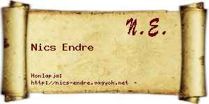 Nics Endre névjegykártya
